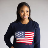 Simply Southern Preppy USA Flag Sweater for Women in Navy