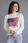 Simply Southern Preppy USA Flag Sweater for Women in Antique White