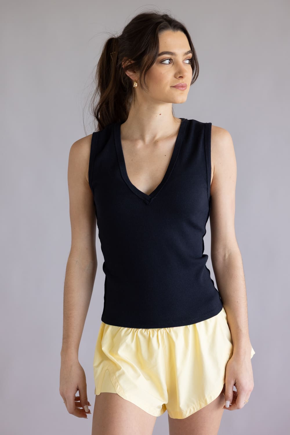 Free People We The Free Neria V-Neck Tank for Women in Black