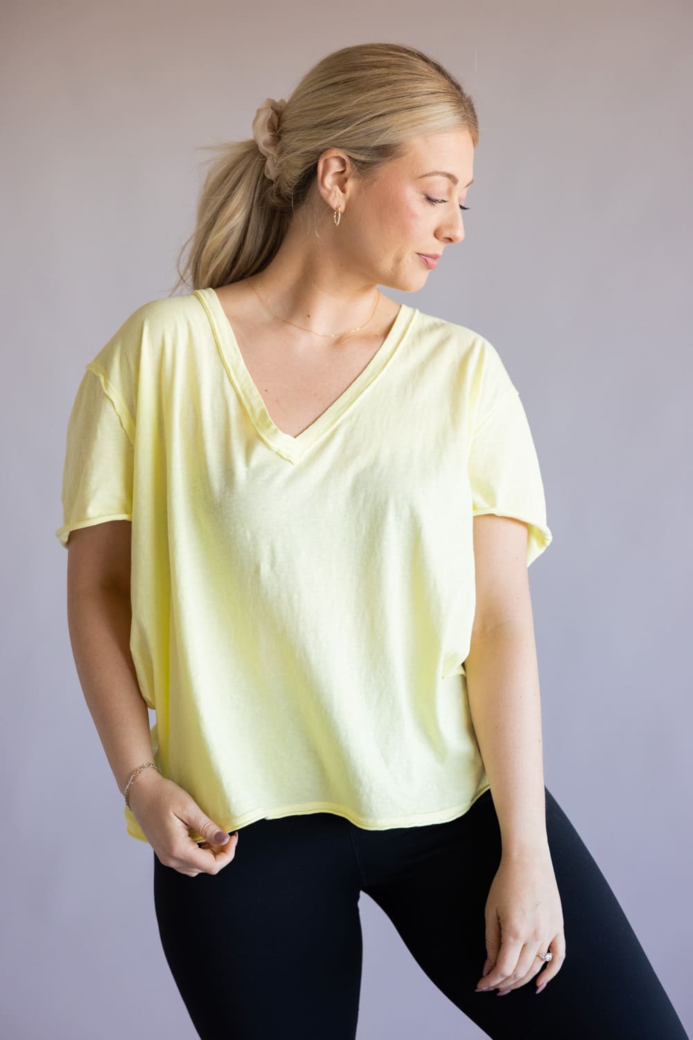  Free People We The Free Nina Tee for Women in Lemon Water 