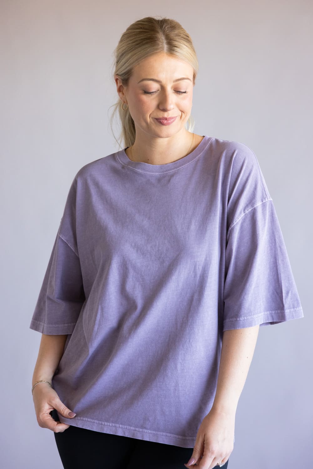 Free People We The Free Perfect Oversized Tee for Women in Plum Ash 