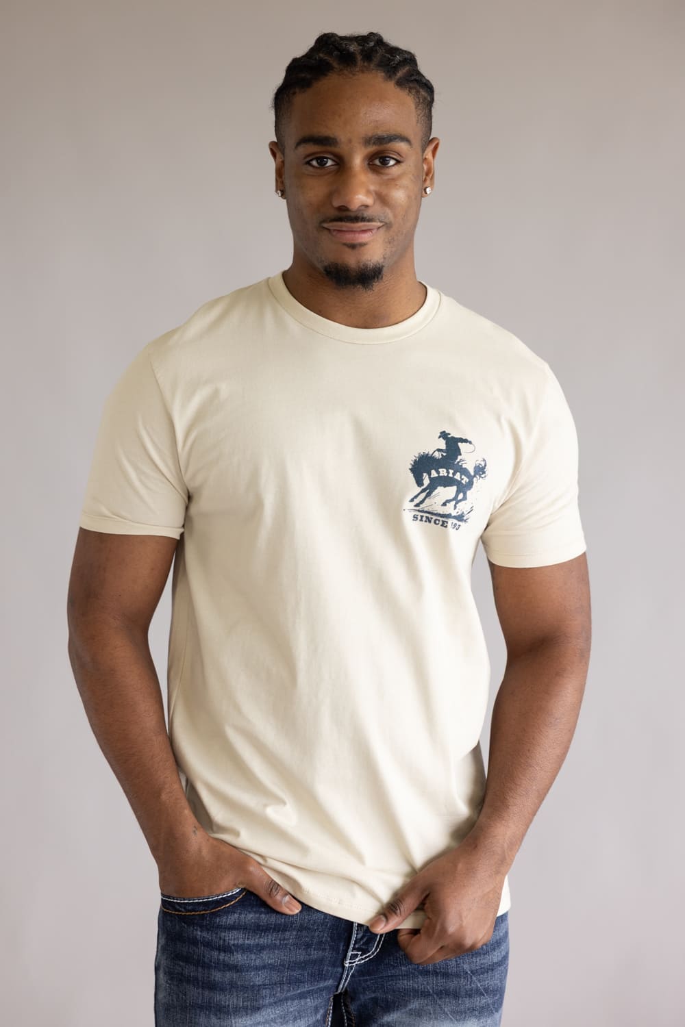  Ariat Split Freedom Painted T-Shirt for Men in Soft Silt 