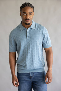 Weatherproof Vintage Diamond Polo Sweater for Men in Infinity Blue