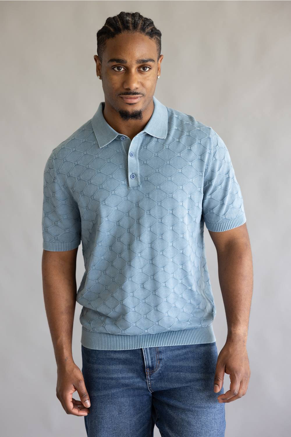 Weatherproof Vintage Diamond Polo Sweater for Men in Infinity Blue