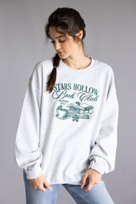 Stars Hollow Book Club Embroidered Sweatshirt for Women in Grey