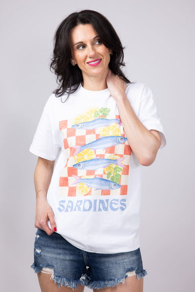 Sardines Lemon Oversized T-Shirt for Women in White