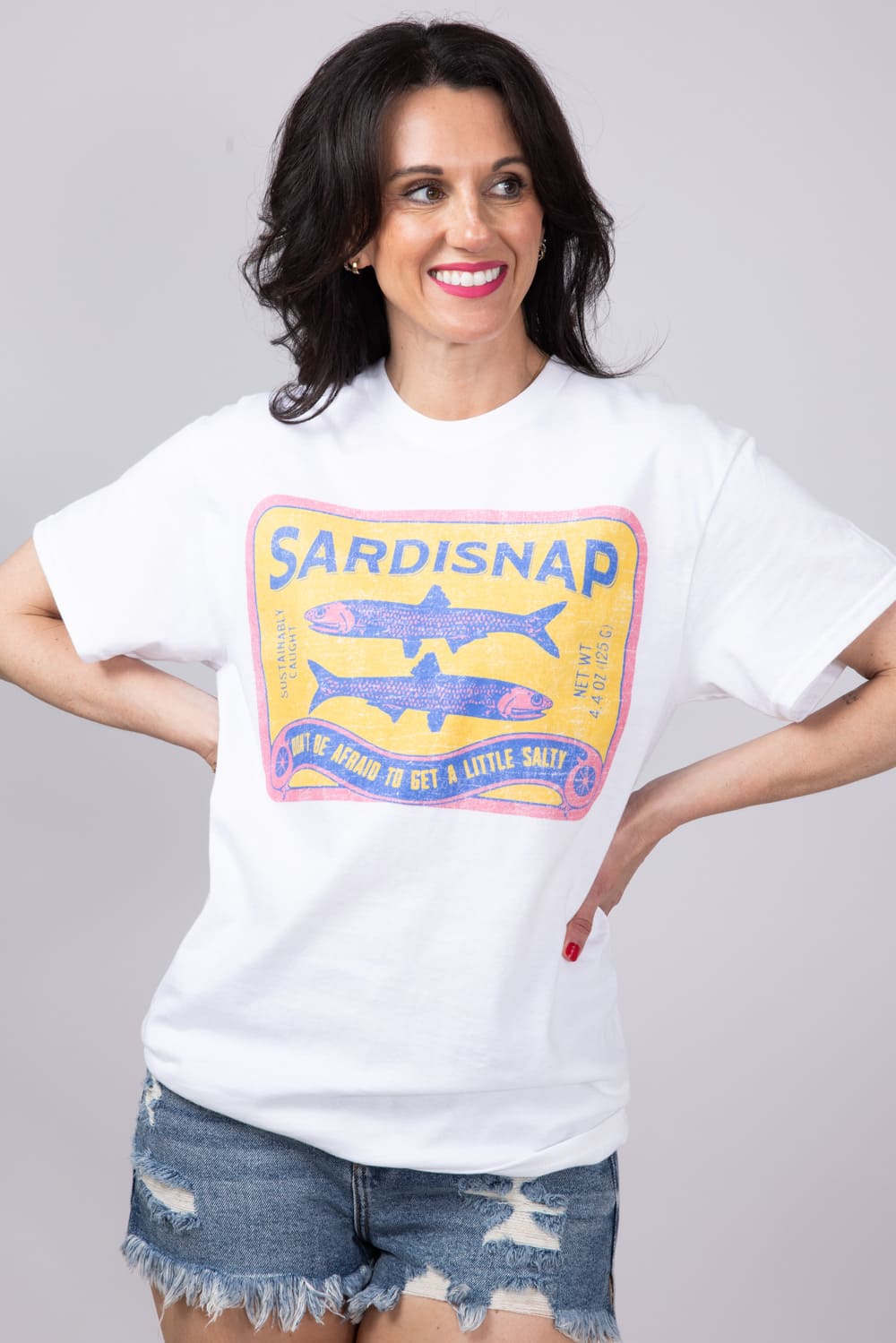 Sardisnap Oversized T-Shirt for Women in White | 32915X-OTS-WHITE