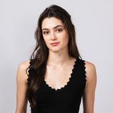Scallop Tank Top for Women in Black