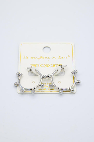 Silver Staggered Ball Hoop Earrings