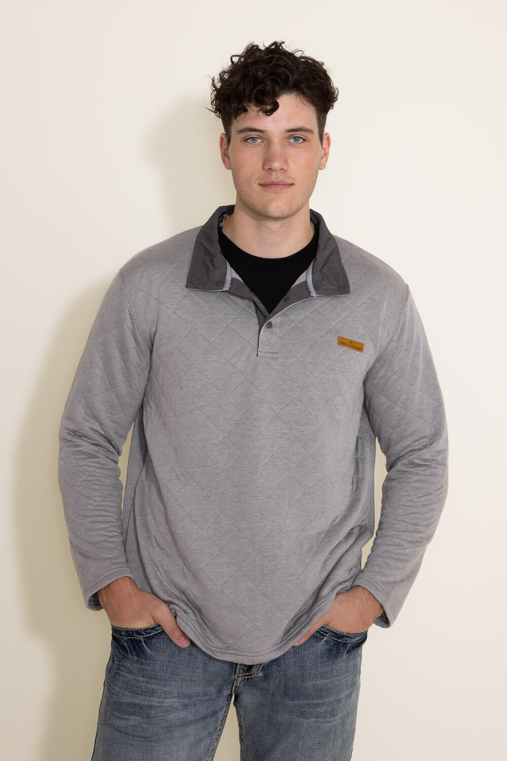 Simply Southern 1/4 Button Quilted Pullover for Men in Dove | PP-0223 ...