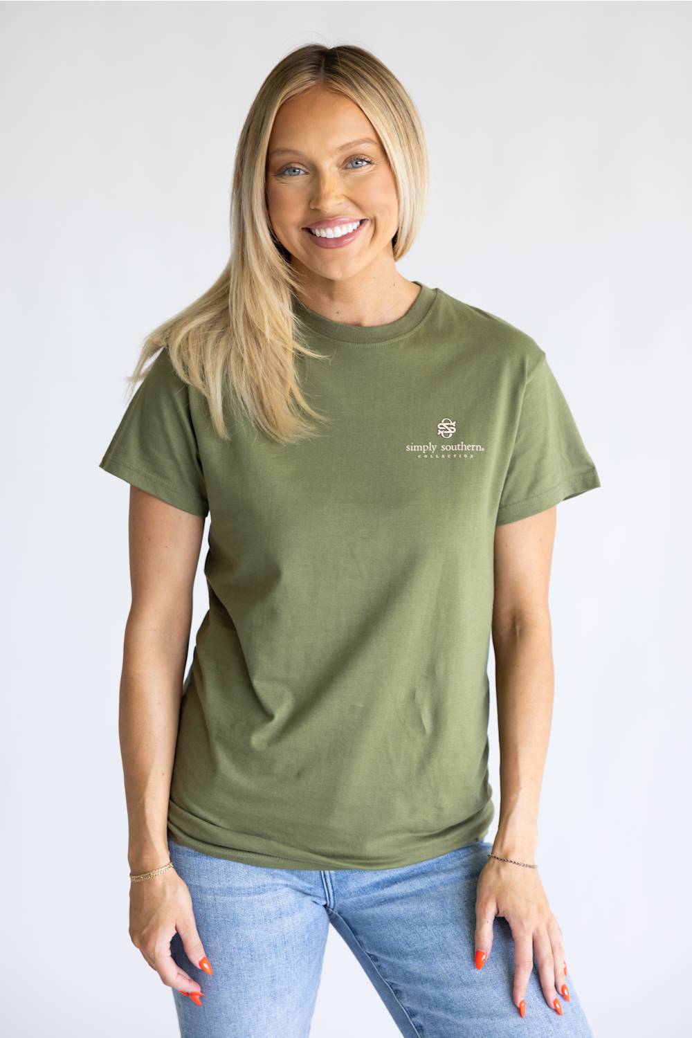 Simply Southern Broken Pieces T-Shirt for Women in Dill