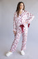 Simply Southern Candy Cane Bow Holiday Satin Pajama Set for Women in Pink