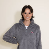 Simply Southern Classic Sherpa Zip Pullover for Women in Grey