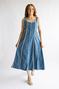 Simply Southern Contrast Seamed Dress for Women in Denim