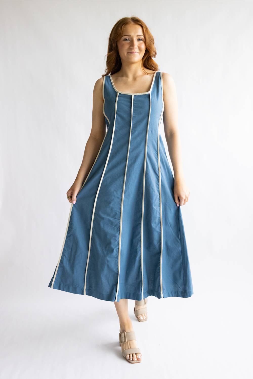 Simply Southern Contrast Seamed Dress for Women in Denim