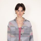 Womens Simply Southern Cropped Pattern Shacket for Women in Grey 