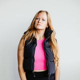 Simply Southern Cropped Puffer Vest for Women in Black