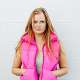 Simply Southern Cropped Puffer Vest for Women in Pink