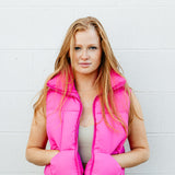 Simply Southern Cropped Puffer Vest for Women in Pink | PP-0223-PUFFY-VEST-FUCHSIA