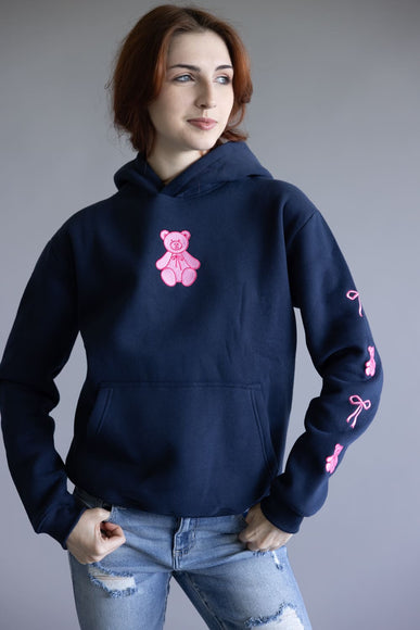 Simply Southern Embroidered Dilara Bear Hoodie for Women in Navy Blue