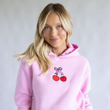 Simply Southern Embroidered Dilara Cherry Hoodie for Women in Pink