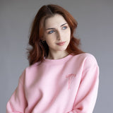Womens Simply Southern Embroidered Dilara Faith Crewneck for Women in Pink