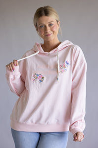 Simply Southern Embroidered Floral Hoodie for Women in Pink