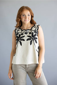 Simply Southern Embroidered Top for Women in Linen