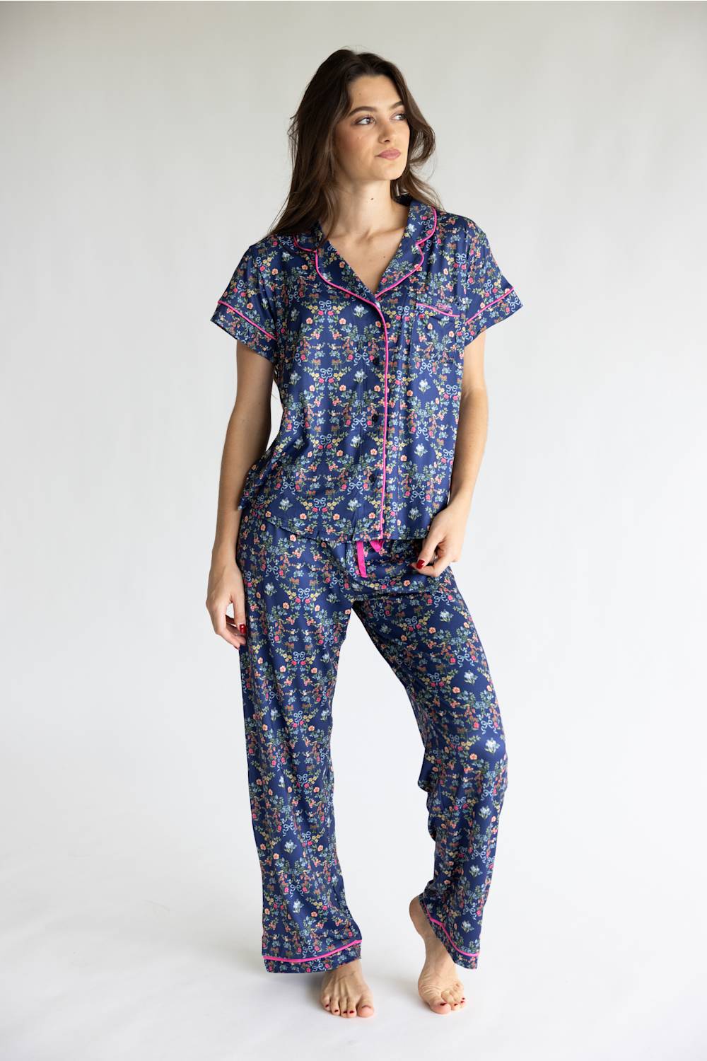 Simply Southern Everyday Simply Soft Pajama Set for Women in Ribbon Flower