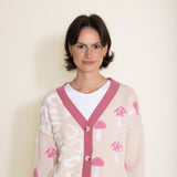 Simply Southern Groovy Mushroom Cropped Cardigan for Women in Cream