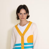 Womens Simply Southern Groovy Sun With Stripes Cardigan for Women in Cream Multi 