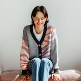 Simply Southern Groovy Zebra Print Cropped Cardigan for Women in Grey