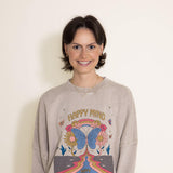Simply Southern Happy Mind Distressed Pullover for Women in Cream