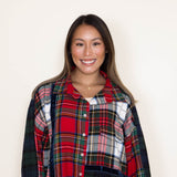 Womens Simply Southern Shirts Holiday Multi Plaid Flannel for Women in Red