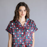 Simply Southern Holiday Pajama Shorts Set for Women in Black Multi