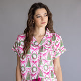 Simply Southern Holiday Satin Pajama Set for Women in Pink
