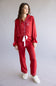 Simply Southern Holiday Satin Pajama Set for Women in Red