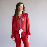 Simply Southern Holiday Satin Pajama Set for Women in Red