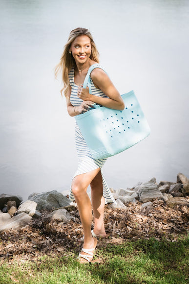 Simply Southern Large Waterproof Tote Bag in Sky Blue