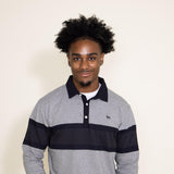 Men's Simply Southern Long Sleeve Colorblock Polo Shirt for Men in Grey