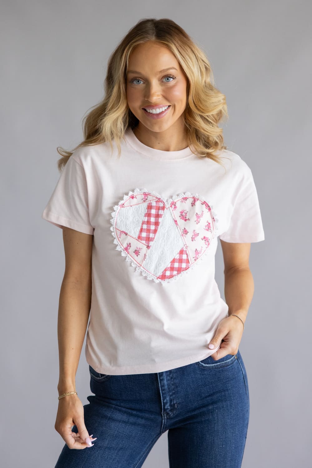 ♡R shop♡ Simply Southern Love Heart T-Shirt for Women in Light Pink | PP