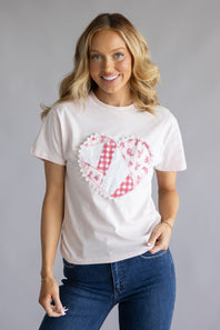Simply Southern Love Heart T-Shirt for Women in Light Pink