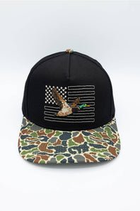 Simply Southern Mallard Flag Snapback Hat for Men in Black