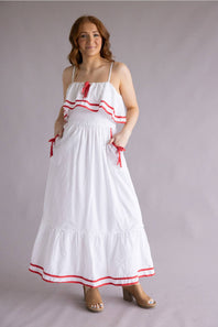 Simply Southern nautical dress white red