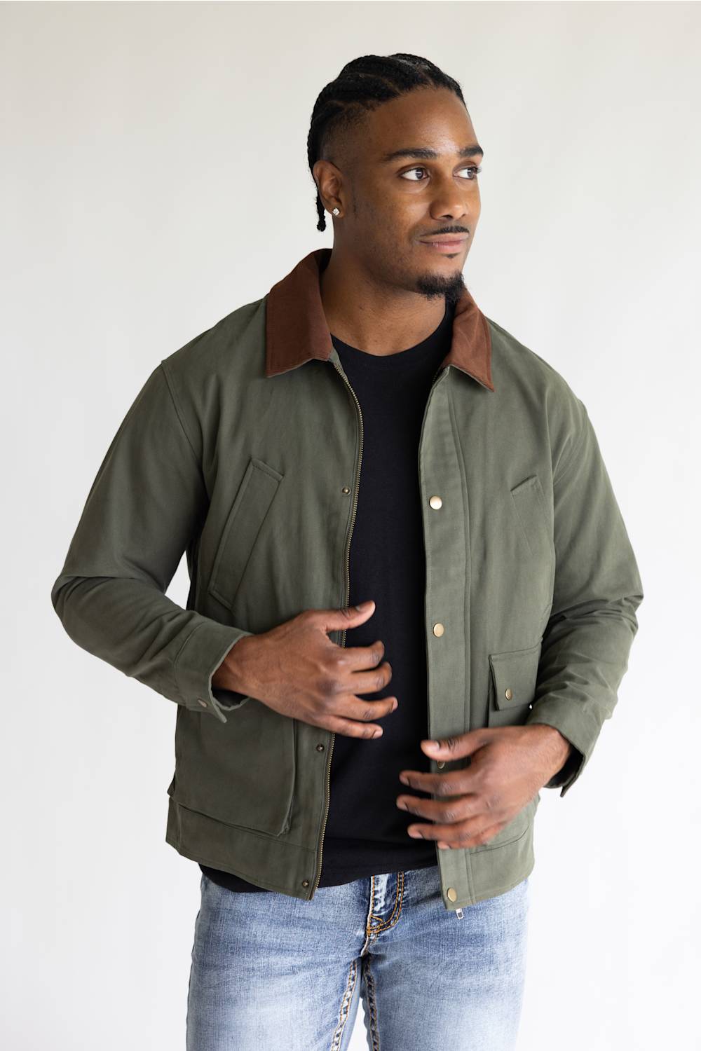 Simply Southern Plaid Lined Jacket for Men in Olive