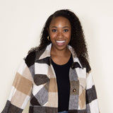 Simply Southern Shacket Plaid Shacket for Women in Cream Brown