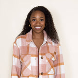 Simply Southern Womens Plaid Shacket for Women in Quartz Orange