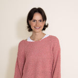 Simply Southern Popcorn Crewneck Sweater for Women in Pink