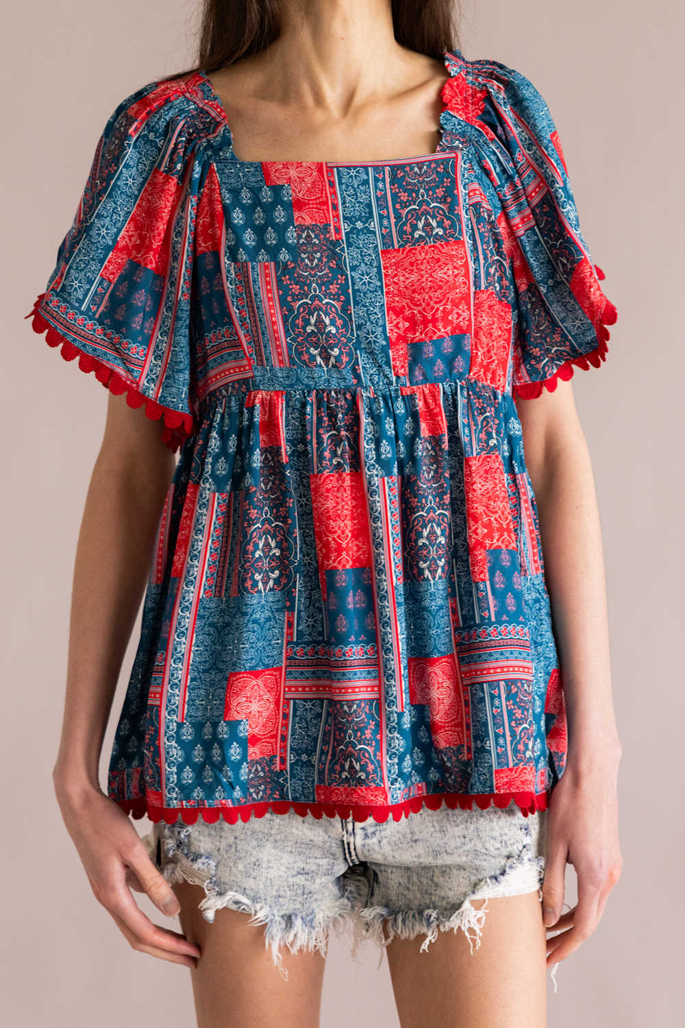 Simply Southern Prim and Coastal Top for Women in Blue and Red