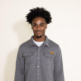 Simply Southern Mens Clothing Quilted Button Down Shacket for Men in Pavement